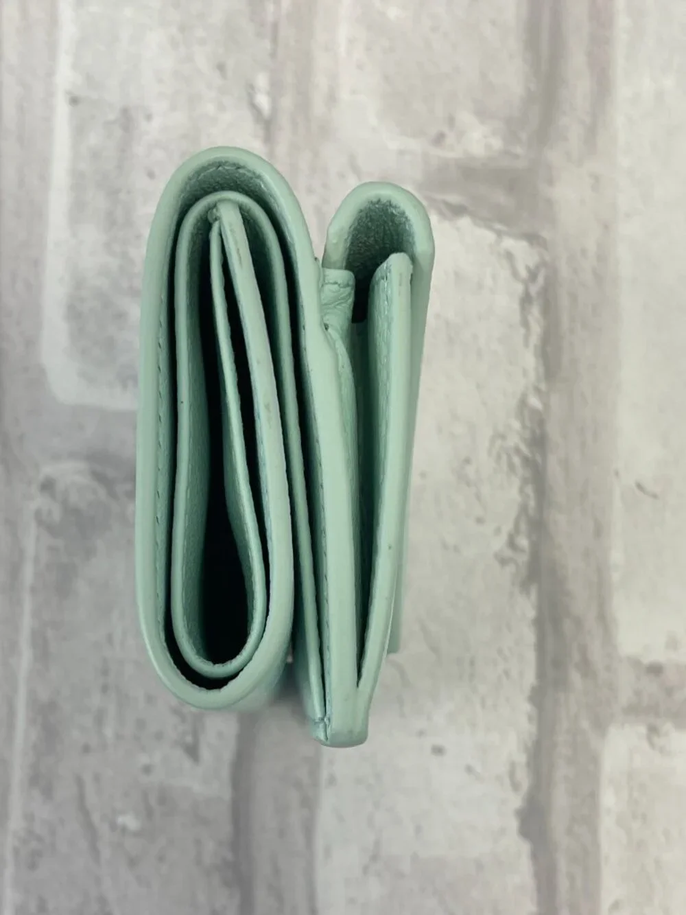 Balenciaga Papier Mini Wallet in Mint Green Calfskin Leather - Preowned